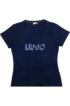 Liu Jo Femme, Tops, Bleu, Taille: 38 FR T-shirt en Coton Bleu Foncé Manches Courtes