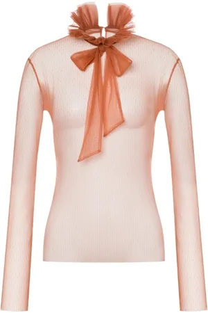 Serafini Femme, Blouses et Chemises, Brun, Taille: 40 FR Chemisier en tulle à pois