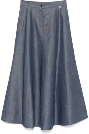 Liu Jo Femme, Jupes, Bleu, Taille: 40 FR Jupe Bleue avec Design Logo Or