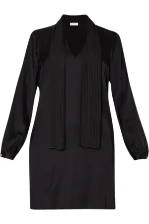 Liu Jo Femme, Robes, Noir, Taille: 38 FR Robe Noire en Satin avec Col Plissé