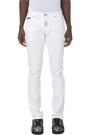 Philipp Plein Homme, Jeans, Blanc, Taille: W36 Jeans Slim Fit Blancs pour Homme