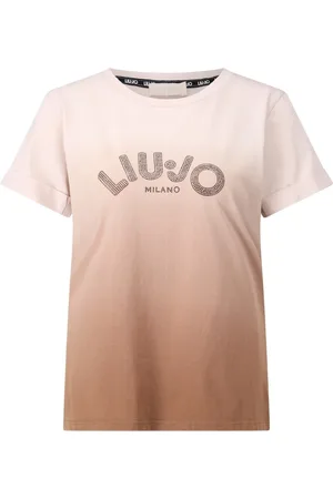 Liu Jo Femme, Tops, Brun, Taille: 34 FR T-Shirt Logo Strass Dégradé