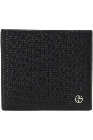 Giorgio Armani Homme, Accessoires, Noir, Taille: ONE Size Portefeuille en Cuir Noir de Luxe
