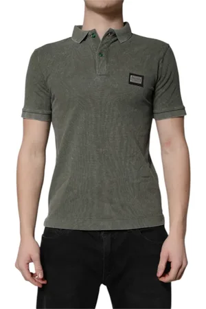 Dolce & Gabbana Homme, Tops, Vert, Taille: S Army Logo Plaque Cotton Polo