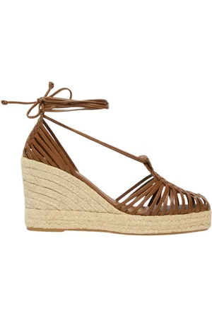 Max Mara Femme, Chaussures, Brun, Taille: 36 EU Sandales à plateforme en cuir tressé