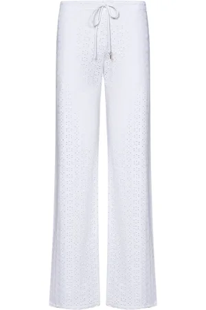 FISICO Femme, Pantalons, Blanc, Taille: 42 FR Pantalon en microfibre imprimé blanc de mariée