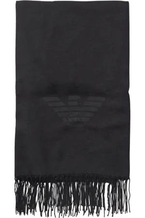Emporio Armani Homme, Accessoires, Noir, Taille: ONE Size Écharpe Grise en Laine à Franges