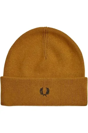 Fred Perry Homme, Accessoires, Brun, Taille: ONE Size Bonnet en Coton Couleur Caramel