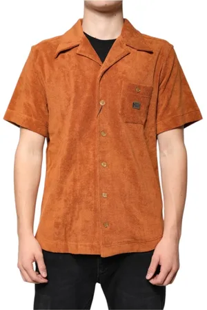 Dolce & Gabbana Homme, Chemises, Brun, Taille: M Chemise en velours avec boutons et logo