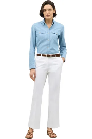 Boglioli Femme, Pantalons, Blanc, Taille: 38 FR Pantalon Évasé en Coton