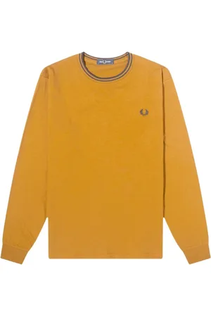 Fred Perry Homme, Tops, Brun, Taille: S Twin Tipped T-shirt à Manches Longues