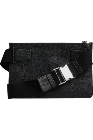 Dolce & Gabbana Unisex, Sacs, Noir, Taille: ONE Size Sac banane en cuir noir avec logo