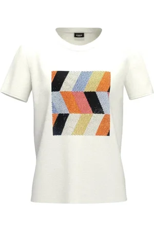 MARELLA Femme, Tops, Blanc, Taille: 42 FR T-shirt en coton à manches courtes blanc
