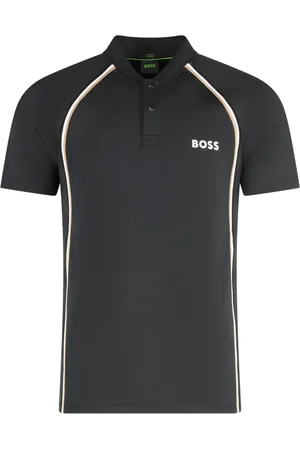 HUGO BOSS Homme, Tops, Noir, Taille: 2XL Polo Slim Fit en Tissu Technique