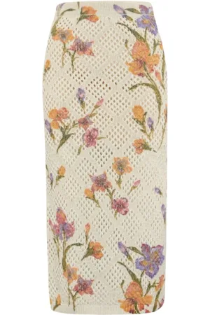 Twin-Set Femme, Jupes, Multicolore, Taille: 40 FR Jupe Longuette en Maille Florale