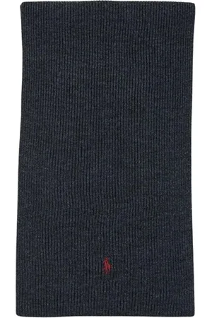 Ralph Lauren Homme, Accessoires, Gris, Taille: ONE Size Écharpe en Laine Côtelée Bleue
