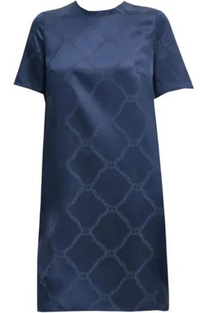 Twin-Set Femme, Robes, Bleu, Taille: 40 FR Robe Monogramme en Lyocell