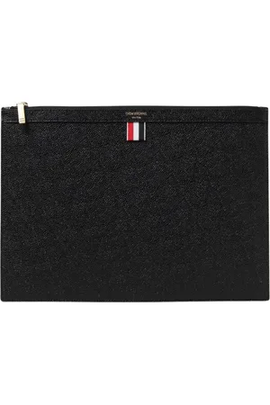 Thom Browne Femme, Sacs, Noir, Taille: ONE Size Pochette en cuir noir avec fermeture éclair