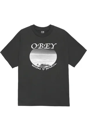 Obey Homme, Tops, Noir, Taille: L Tee-shirt Vintage Paradise avec impression avant