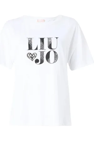 Liu Jo Femme, Tops, Blanc, Taille: 38 FR T-shirt Blanc en Coton avec Lettres en Strass