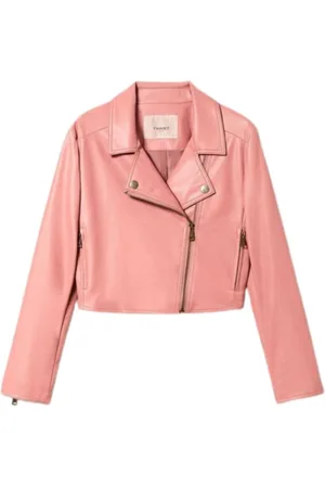 Twin-Set Femme, Vestes, Rose, Taille: 40 FR Veste Effet Cuir Rose Foncé