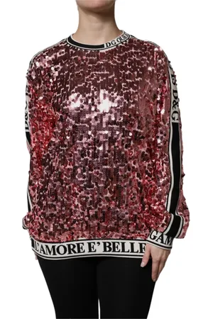 Dolce & Gabbana Femme, Pulls, Rose, Taille: 34 FR Pull Rose à Paillettes Queen