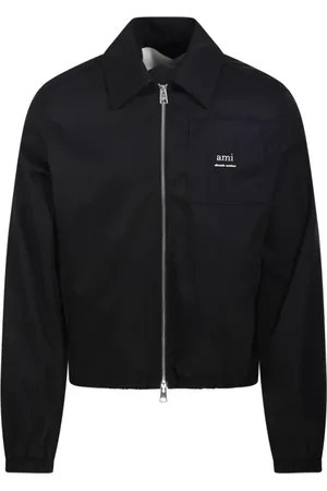 Ami Homme, Vestes, Noir, Taille: XL Veste Noire à Fermeture Éclair