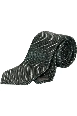 Emporio Armani Homme, Accessoires, Vert, Taille: ONE Size Cravate en Soie Géométrique Verte