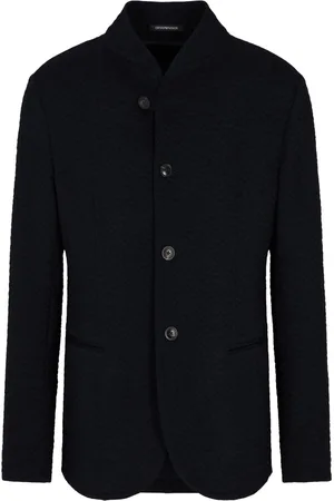 Emporio Armani Homme, Vestes, Bleu, Taille: M Blazer en Laine Bleu Col Guru