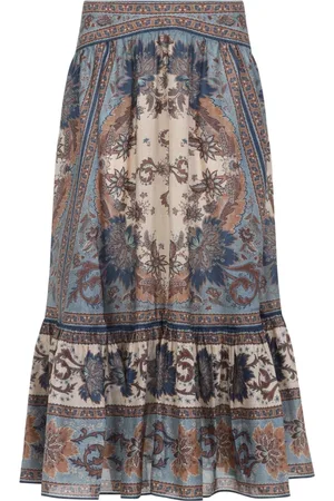 ZIMMERMANN Femme, Jupes, Multicolore, Taille: 42 FR Jupe Midi à Volants