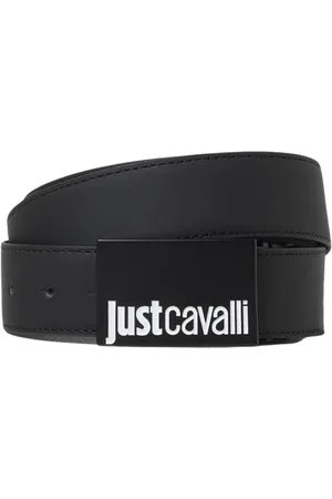 Roberto Cavalli Homme, Accessoires, Noir, Taille: 95 CM Ceinture en Cuir avec Boucle Logo Premium