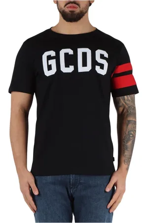 GCDS Homme, Tops, Noir, Taille: XL T-shirt Homme Noir avec Logo Brodé