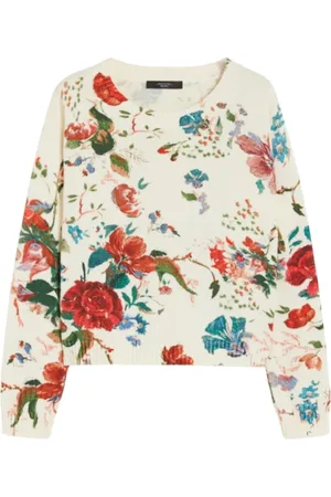 Max Mara Femme, Pulls, Multicolore, Taille: 42 FR Haut Court en Coton Floral Denis