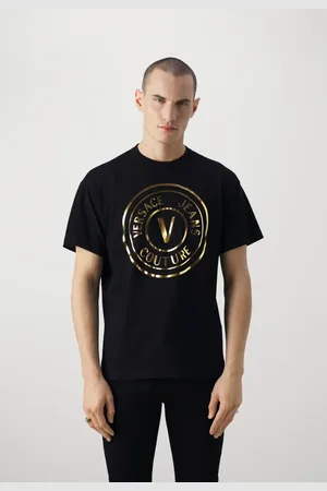 VERSACE Homme, Tops, Noir, Taille: L Feuille Épaisse Coupe Régulière Jeans Noirs