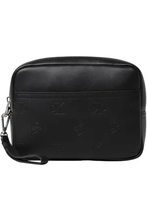 Calvin Klein Homme, Sacs, Noir, Taille: ONE Size Pochette en Cuir Noir