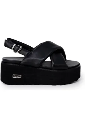 Cult Femme, Chaussures, Noir, Taille: 41 EU Sandale Plateforme Noire Style Élégant