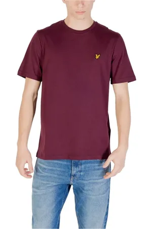 Lyle & Scott Homme, Tops, Violet, Taille: S T-shirt en Coton Bordeaux