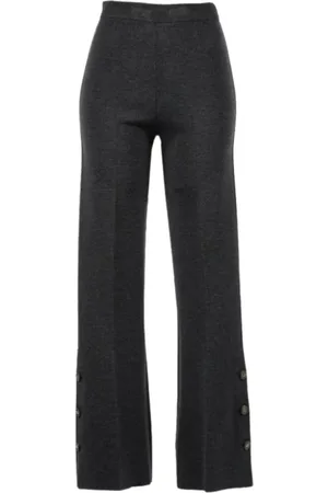 Twin-Set Femme, Pantalons, Gris, Taille: 40 FR Pantalon Évasé Tricot Gris Laine