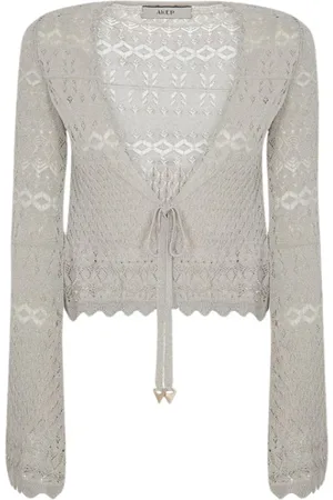 AKEP Femme, Pulls, Blanc, Taille: 42 FR Cardigan Court avec Manches Cloche