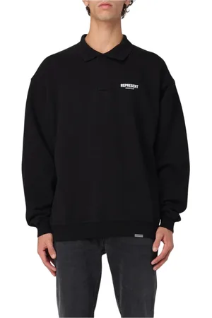 Represent Homme, Sweatshirts et sweats à capuche, Noir, Taille: M SweaT-shirt à Col Polo Noir