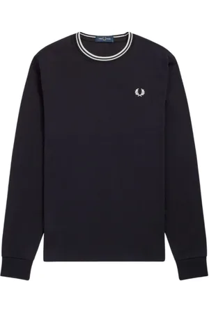 Fred Perry Homme, Tops, Noir, Taille: S T-shirt à Manches Longues Twin Tipped