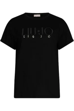 Liu Jo Femme, Tops, Noir, Taille: 36 FR T-shirt en Coton Noir Manches Courtes