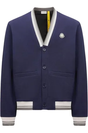 Moncler Homme, Pulls, Bleu, Taille: S Cardigan bleu à col en V