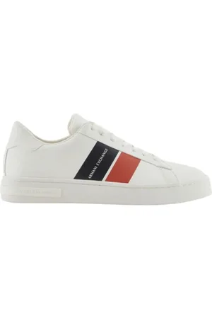 Armani Exchange Homme, Chaussures, Blanc, Taille: 40 EU Baskets Basse en Cuir Blanc