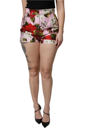 Dolce & Gabbana Femme, Shorts, Multicolore, Taille: 40 FR Short Taille Haute Rose à Fleurs
