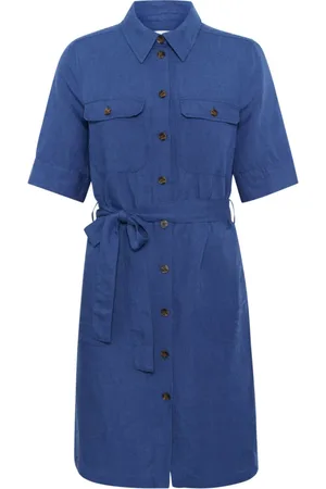 Part Two Femme, Robes, Bleu, Taille: 46 FR Robe chemise Oceana avec ceinture