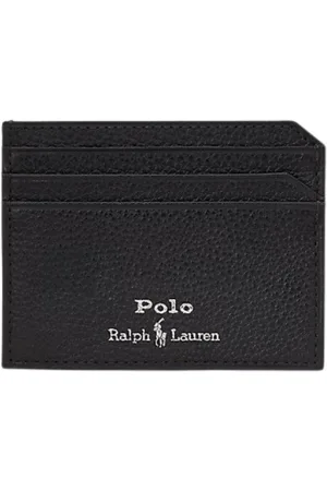 Ralph Lauren Homme, Accessoires, Noir, Taille: ONE Size Porte-cartes en cuir grainé