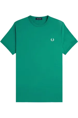 Fred Perry Homme, Tops, Vert, Taille: L T-shirt en Coton avec Logo Brodé Vert