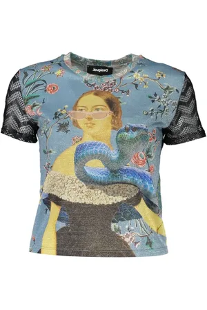 Desigual Femme, Tops, Multicolore, Taille: 40 FR Haut Femme Bleu Clair avec Fibre Métallique