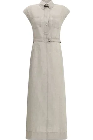 Brunello Cucinelli Femme, Robes, , Taille: 38 FR Robe Élégante en Lin avec Poches